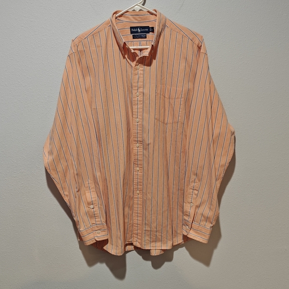 Ralph Lauren Blue Label Vintage Button Down Two Ply Cotton Size Large Orange - Picture 1 of 9